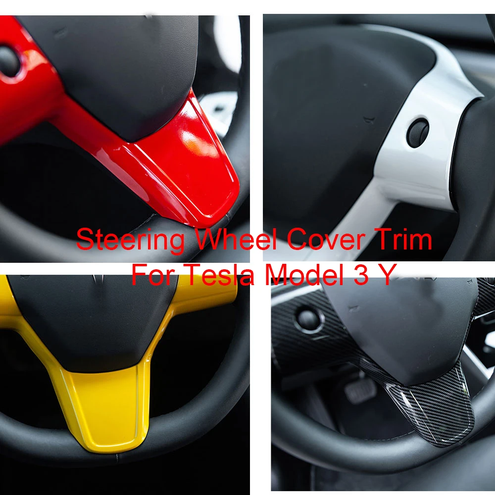 For Tesla Model 3 Model y Integrated Steering Wheel ABS Stitch on Wrap Cover Trim Sticker 4 Colors