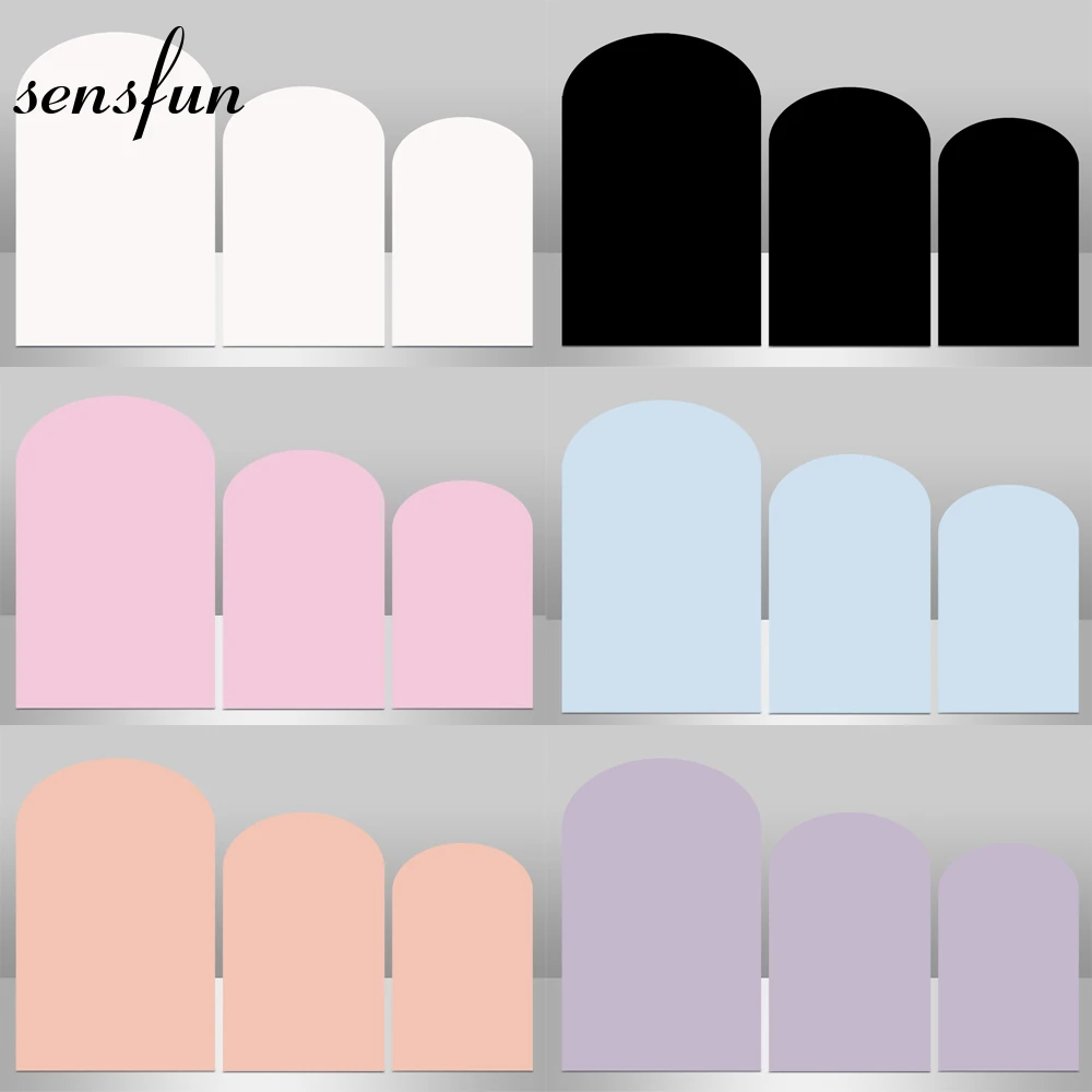 Sensfun قوس خلفية غطاء أبيض وردي أسود حفل زفاف عيد ميلاد خلفية الديكور راية تبادل لاطلاق النار صورة واحدة مزدوجة