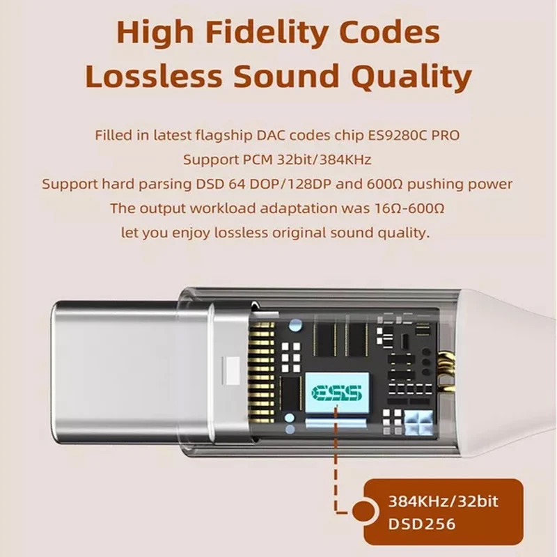 Es9280c برو dac USB نوع C سماعة DAC أمبير 600ohm التكيف HiFi مكبر للصوت Aux الصوت جاك DSD 64/128 الأصلي لنظام أندرويد ، Win10