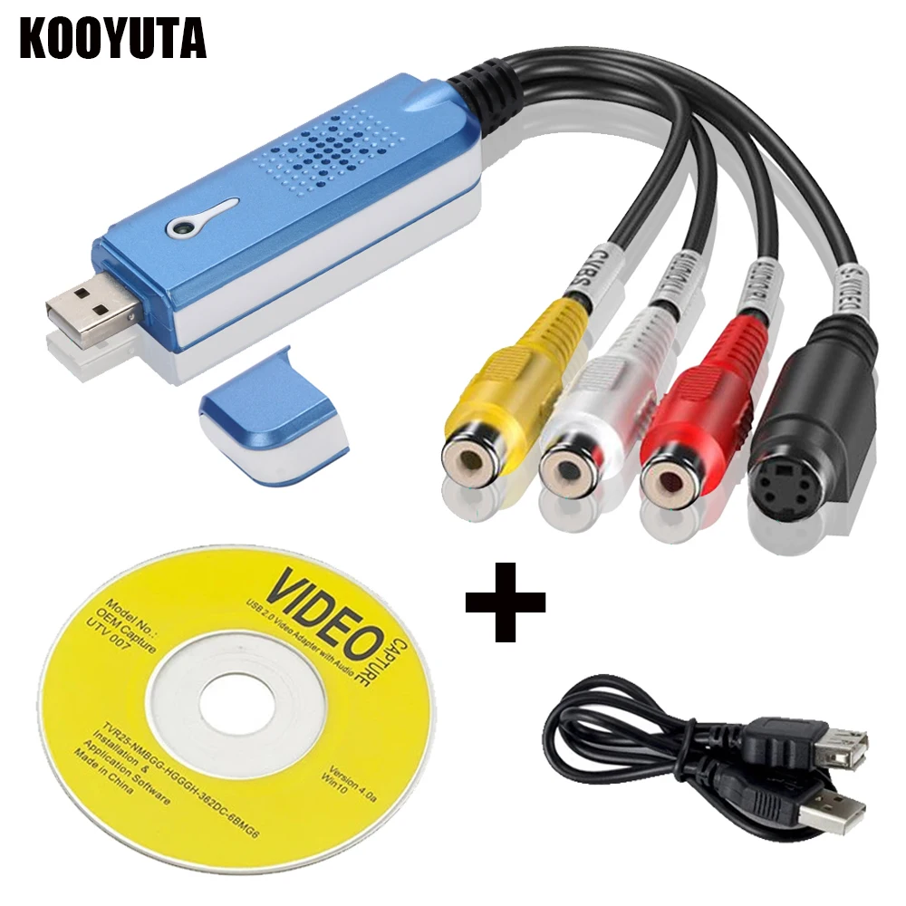 

2.0 USB Converter 4 Channel Audio Video Capture Grabber Adapter Card TV DVR for Win/XP/7/8/10 PA Radio Recorder Indicator Light