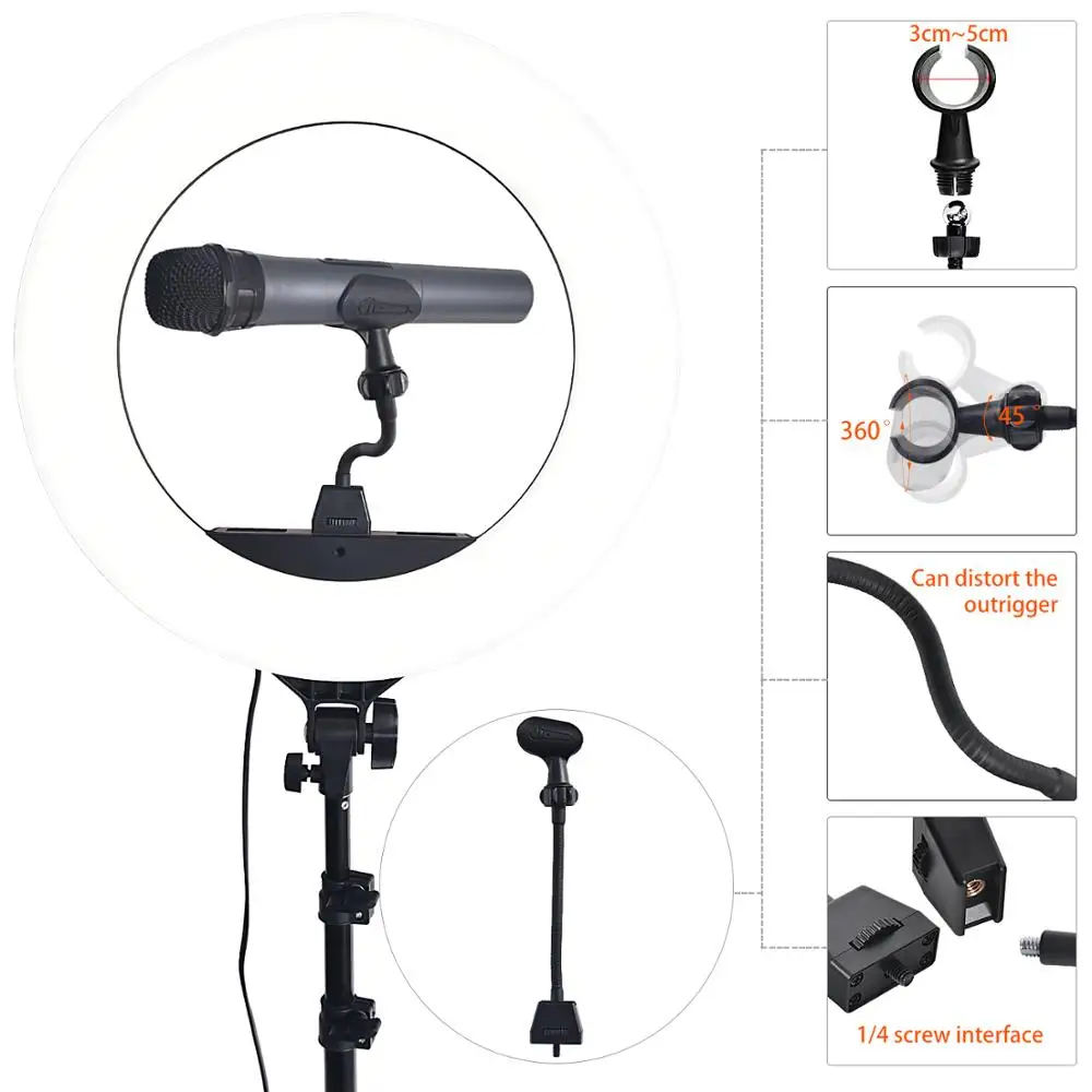 Fusitu 18 Inch Chụp Ảnh Chiếu Sáng Đèn Ring Led Bi-Màu Sắc Đầy Vòng Đèn Chân Máy Và USB Dành Cho Máy Ảnh điện Thoại Trang Điểm Youtube