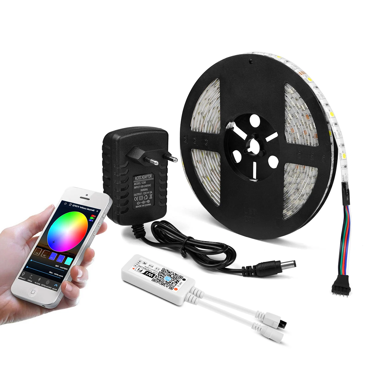 5M 5050 RGB WI-FI LEVOU Fita luz de Tira RGBW RGBWW LEVOU a Fita À Prova D' Água Controle Remoto Sem Fio WI-FI Controlador 12V Kit Adaptador de Energia