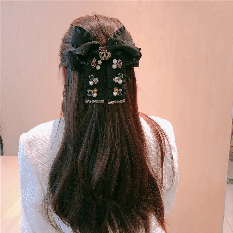 Women Elegant Fashion Bowknot Hair Clip Headdress Autumn winter flannel bow Spring Clip Hairpin Headwear Hari Accessories