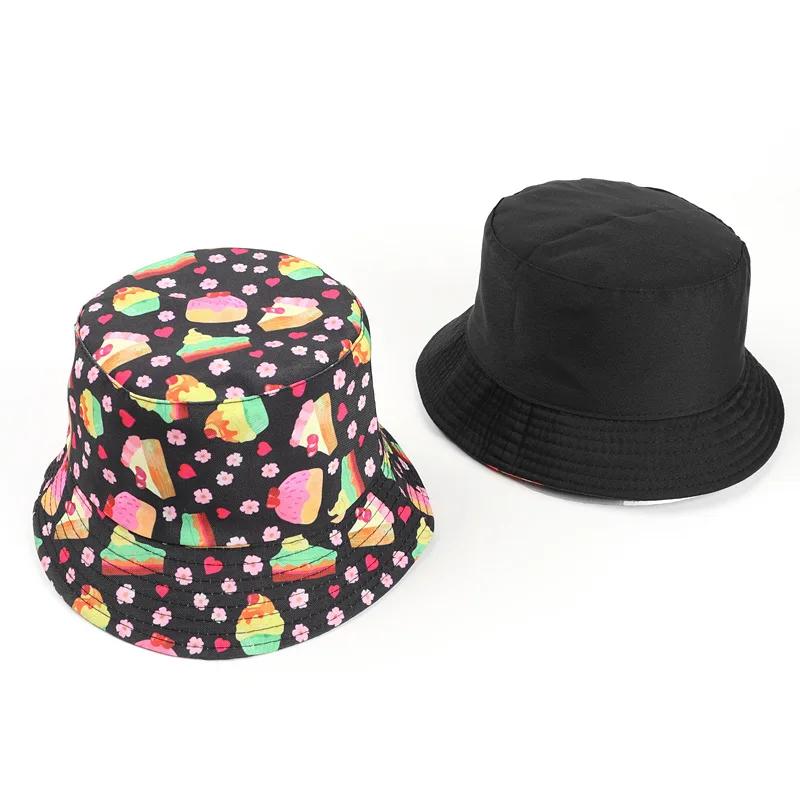 LDSLYJR Cotton Ice Cream Cake Print Bucket Hat Fisherman Hat Outdoor Travel Hat Sun Cap Hats for Men and Women 296