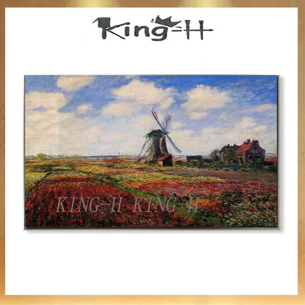 

Hand-painted pastoral landscape windmills in flowers - Claude monet's paintings decorated hall hall highest quality hotels