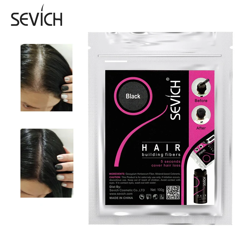 Sevich Hair Fiber Refill 100g Produkty na wypadanie włosów Keratynowy spray zagęszczający Włókna budujące włosy Proszki Keratynowe odrost włosów