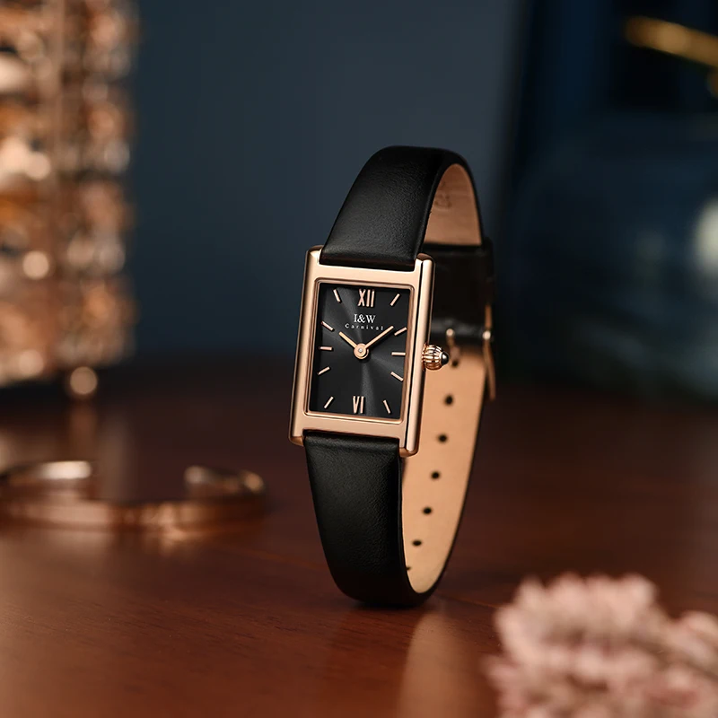 Fashion Square Switzerland Watches For Woman Luxury Brand IW Ultrathin Quartz Watch Sapphire Leather Waterproof Reloj Para Mujer