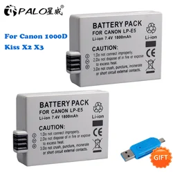 PALO 7.4V 1800mAh LP-E5 LPE5 LP E5 Camera Li-ion Battery For Canon EOS Rebel XS 450D 500D 1000D Kiss X2 X3 Kiss F Rebel Xsi
