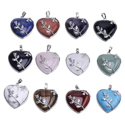 Natural Love Heart Necklaces & Pendants for Lover Gem Stone Pink Quartz White Crystal Healing Necklace Charm Jewelry