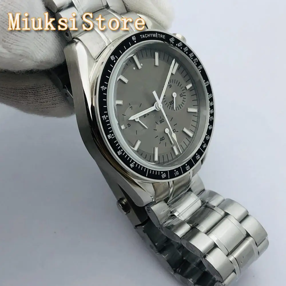 Bliger 40Mm Mannen Top Leisure Sport Mechanische Horloge Silver Case Grey Steriele Wijzerplaat Datum Lichtgevende Mannen Automatische horloge