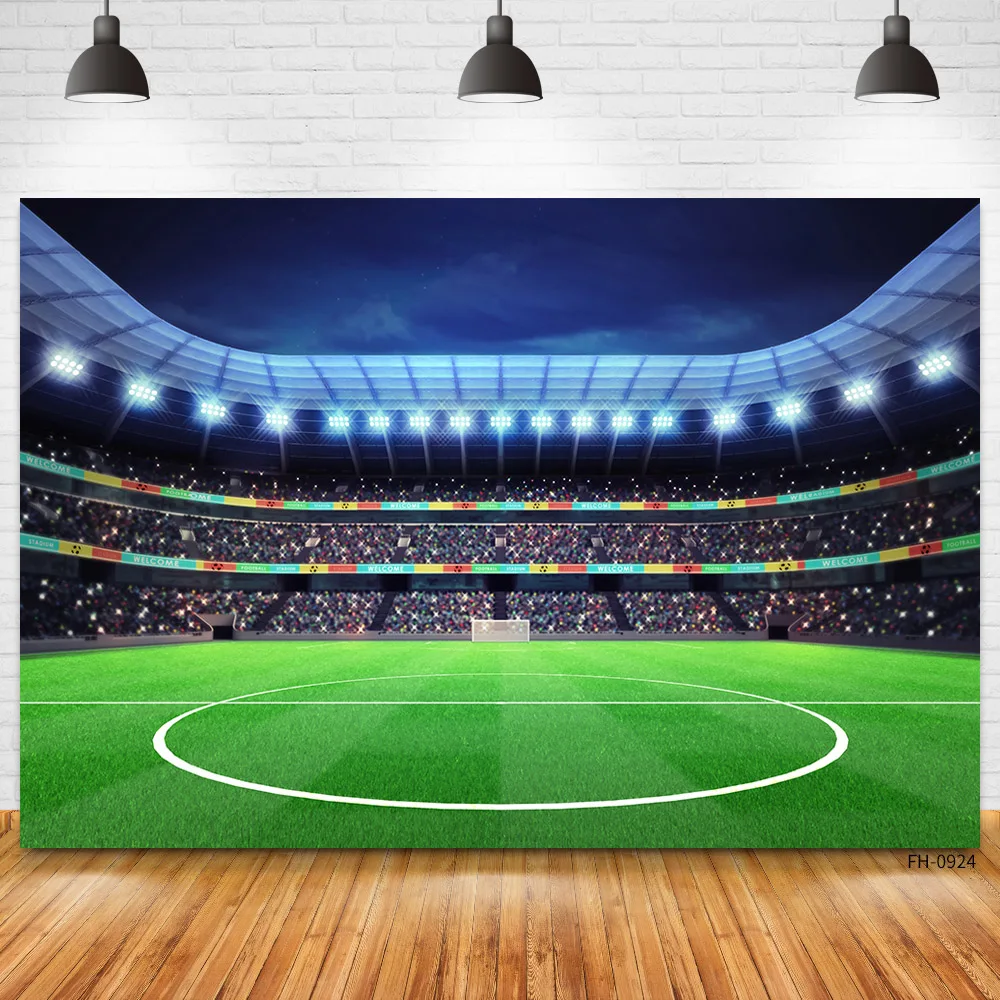 Green Soccer Field Football Photography Backdrops Stadium Backgrounds For Photo Studio Baby Boy Birthday Photocall Photophone