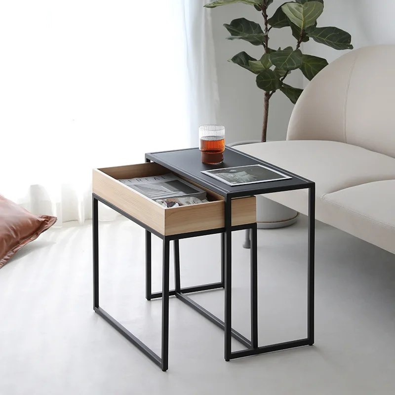 Nordic Rectangle Side Table for Small Apartment Living Room Sofa Coffee Tables Simple Modern Home Furniture Storage Drawer Table