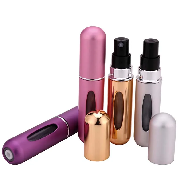 Refillable 5ml Portable Mini Aluminum Perfume Bottle With Spray Empty Cosmetic Containers With Atomizer For Traveler