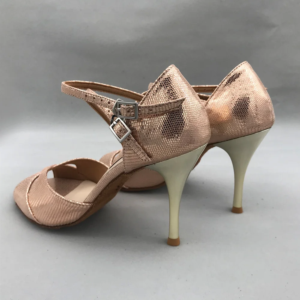 Sapatos de dança latina para as mulheres salsa sapatos confortáveis sapatos de dança MS6226D-LGL couro genuíno sapatos de salto alto dropshipping