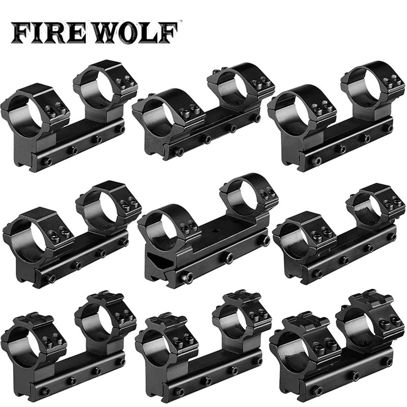 FIRE WOLF Double Clamp Scope Mount Ring 25.4mm Length 100mm High Quality Metal Tactical Hunting Fits 11mm Dovetail Rail