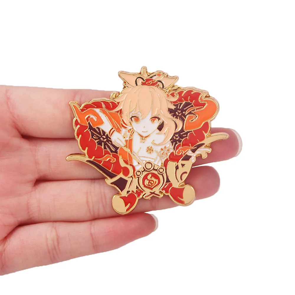 Genshin Impact Wendi Ganyu Yoimiya Pin Tartaglia Kazuha Keqing Xiao Figure Metal Badge Pins Brooch Lapel Cosplay Gift Jewelry