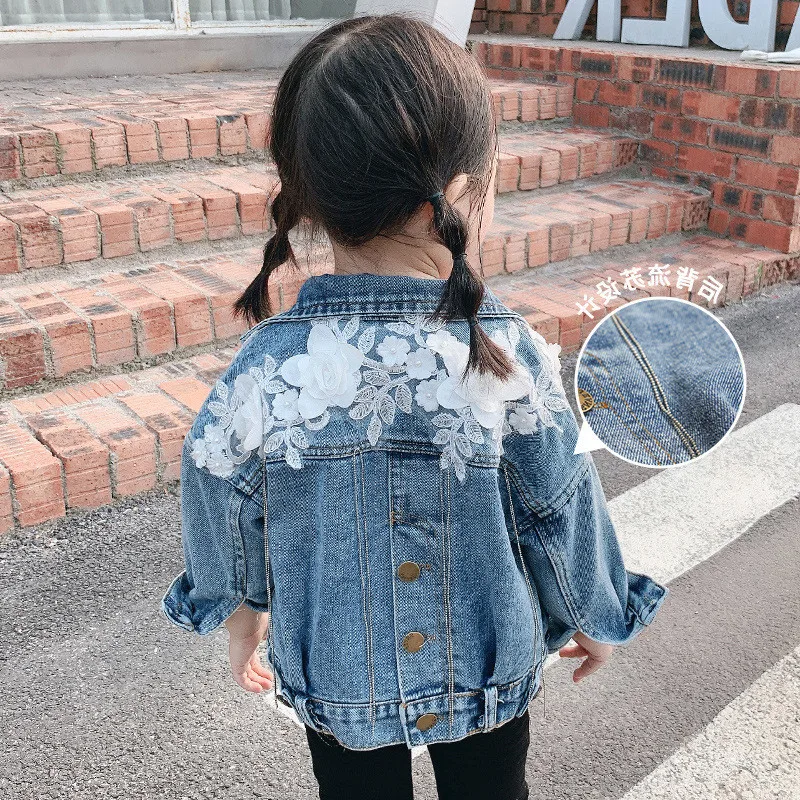 2-7 years Girls Denim Jackets Toddler Kids Baby Girl Coat Spring Autumn Clothes Children Cartoon Floral Jacket Coat Outwear