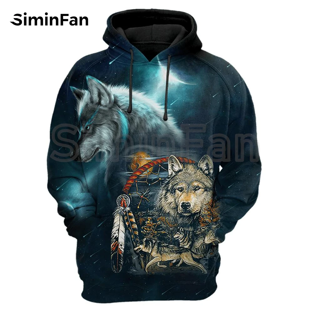 

Retro Tribal Wolf Pattern Mens 3D Print Hoodies Unisex Casual Sweatshirt Harajuku Pullover Women Tracksuit Jacket Streetwear 40