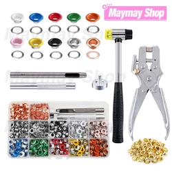 5mm Eyelets Grommet Kit Eyelets Install Tool Punch Pliers Kit Box For Leathercraft Accessories Shoes Belt Cap Bag Tags Clothes