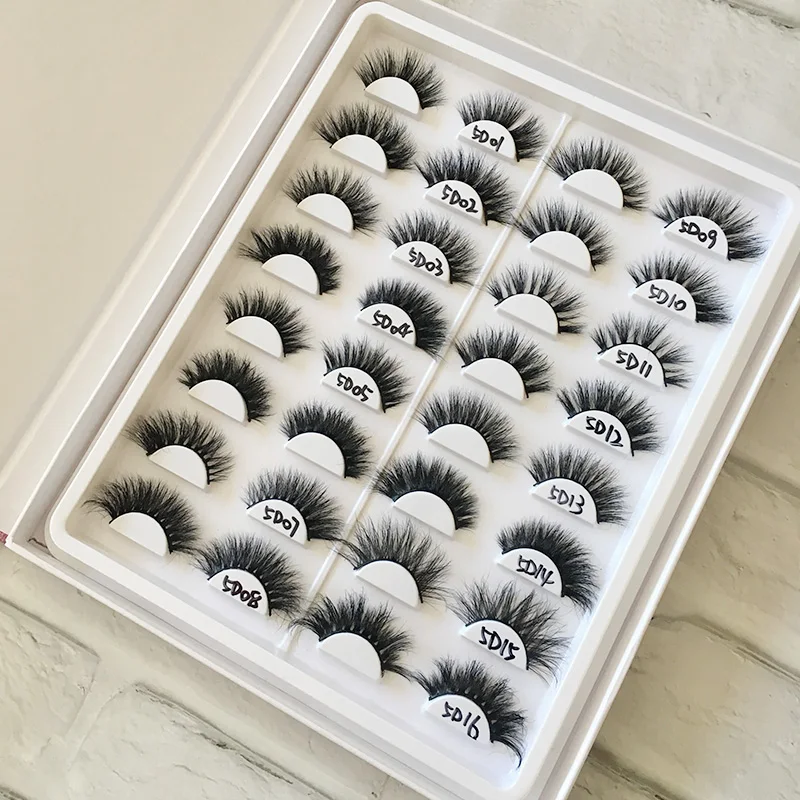 Custom Packaging Lashes Book 16 Pairs in 5D Mink Eyelashes