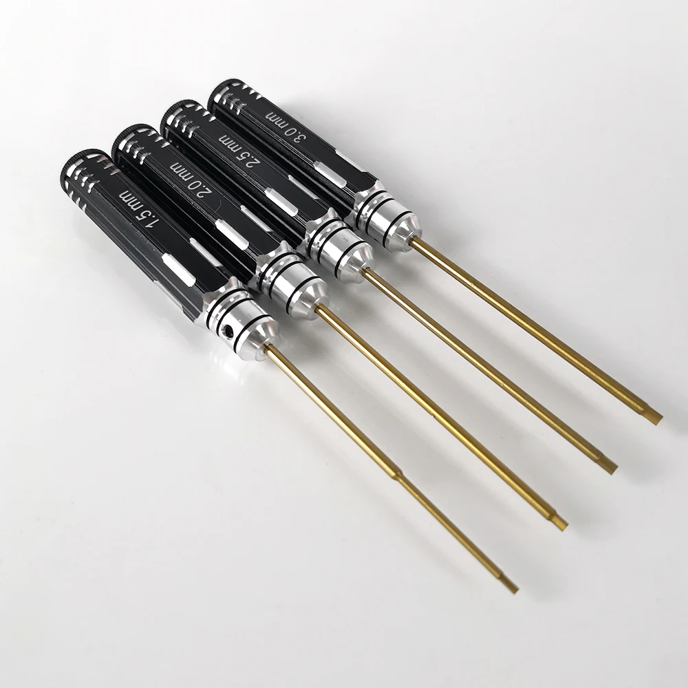 4 In 1 Screwdriver Hexagon Head 1.5 2.0 2.5 3.0mm HSS Titanium Coated Hex Screw Driver Tools Set Kits For RC FPV Helicopter Car