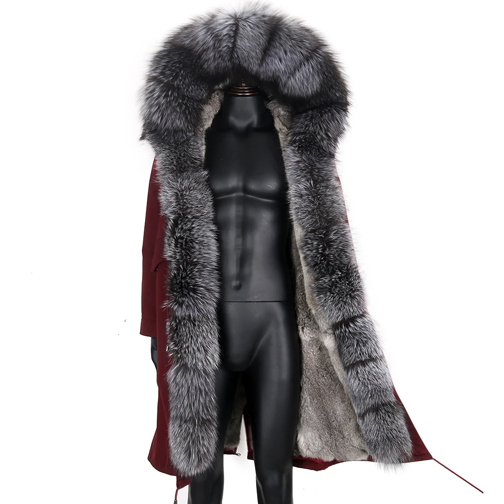 

Men Winter Jacket 2021 New X-Long Coat Parkas Real Rabbit Fur Liner Natural Raccoon Fur Collar Thick Outerwear Streetwear