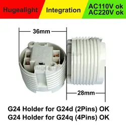 소켓 베이스 램프 어댑터 컨버터 홀더, LED 조명용 와이어 포함, 2 핀, 3A, 220V, G24, 로트 당 2 개