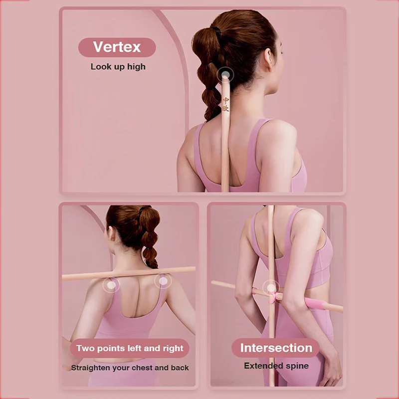 Wooden Yoga Pole Open Shoulder Beauty Back Posture Corrector Multipurpose Pranayama Stick For Dance Body Sculpting Home Fitness