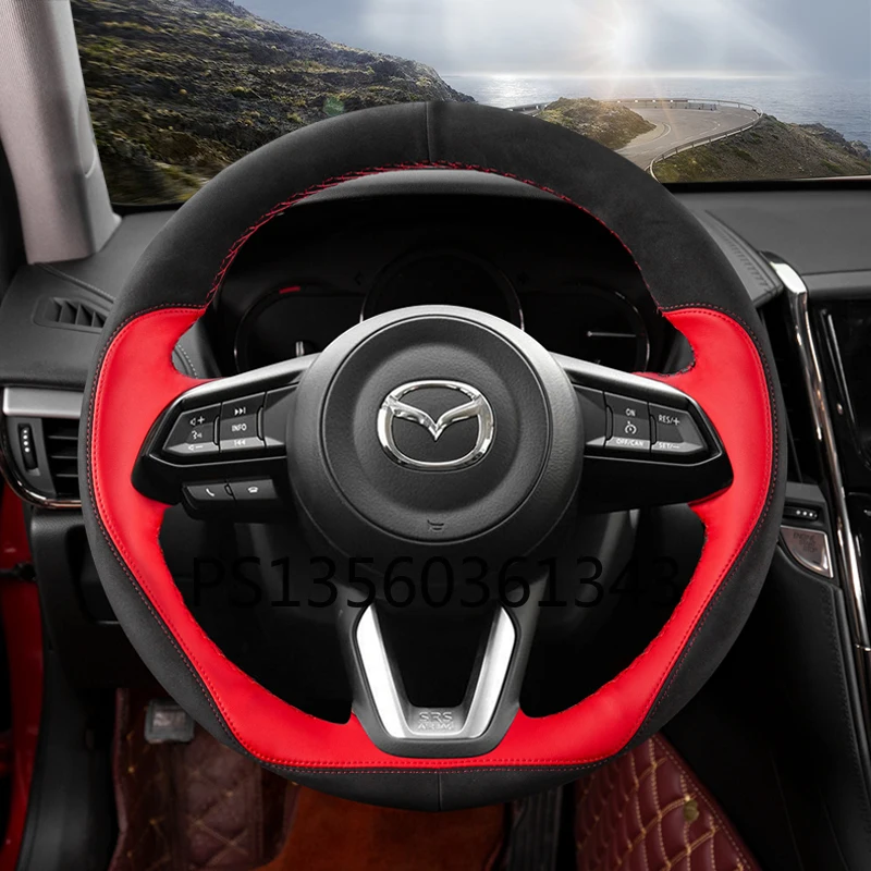 Suitable for Mazda 3/5/6 Atez Angsai cx-30 CX-5 CX-4 CX-7 Hand-sewn leather steering wheel cover