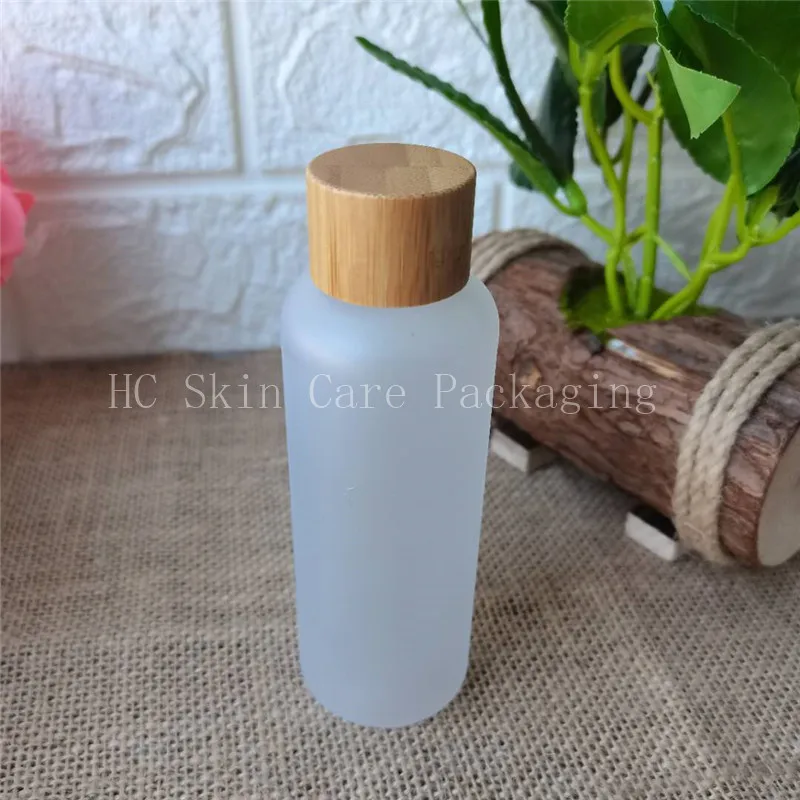 100pcs/lot 60ml 120ml 150ml 250ml Cream Lotion Cosmetic Container Travel Kits Empty Small Plastic Bottle with Bamboo Screw Cap