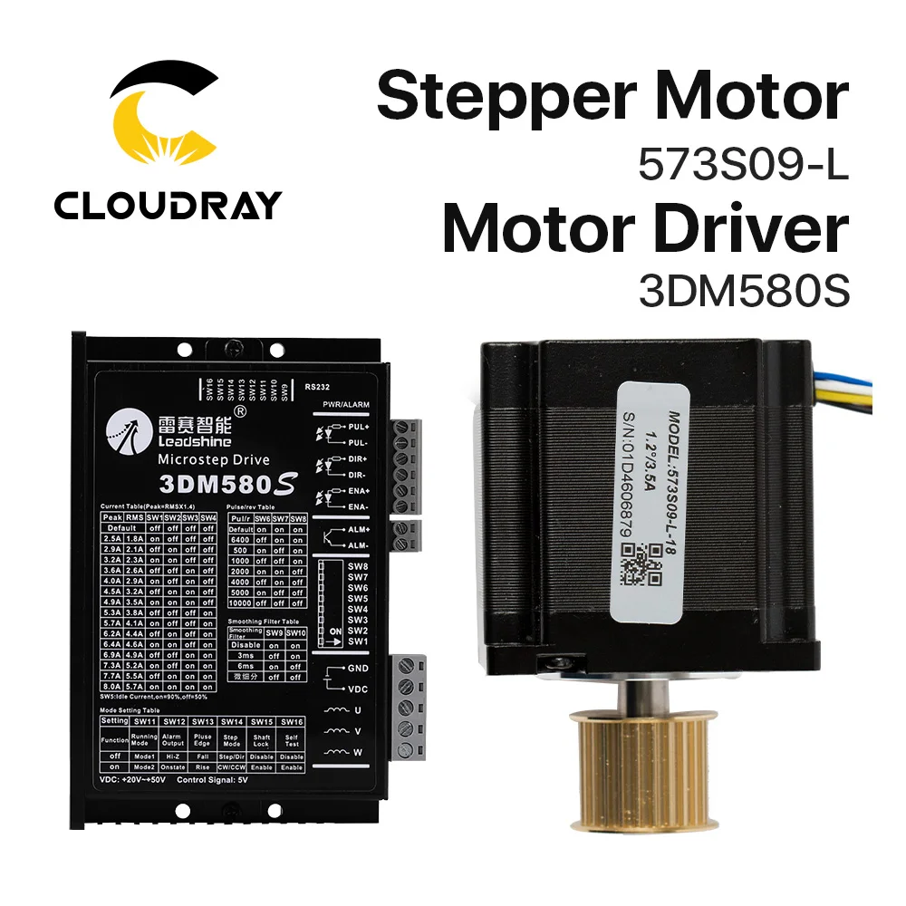 3 fazowy silnik krokowy Leadshine Cloudray 573S09-L-18/573S15-L-18 + sterownik krokowy 3DM580 dla CO2 maszyna do laserowego cięcia i grawerowania