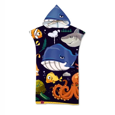 

Cute Print Microfiber Wetsuit Changing Robe Poncho Hood Beach Towel Qick Dry Hooded Towels For Swim Beach Surf Beachwear