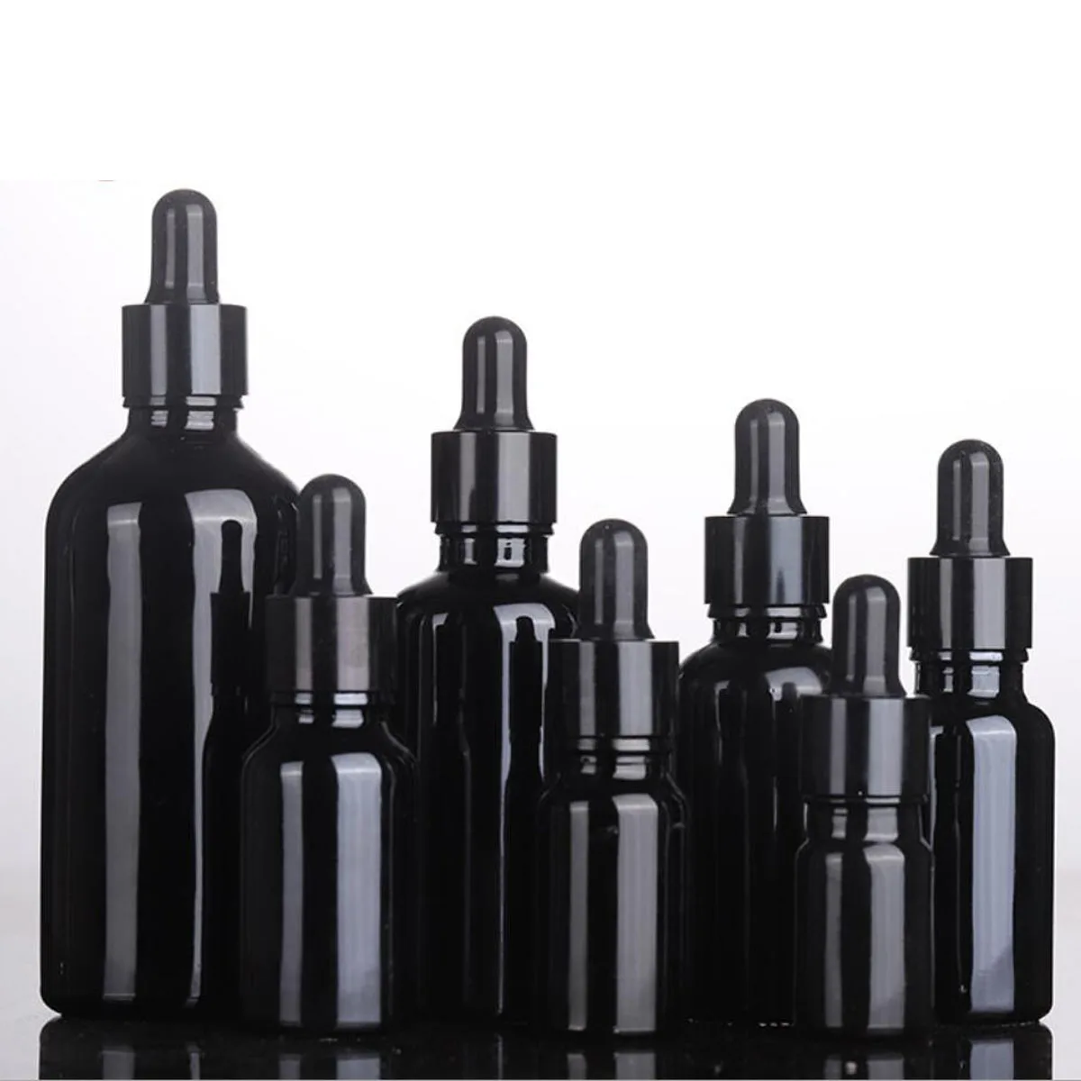 10X Frosted Black Glass Dropper Bottle Essential Oils 5ml to 100ML Matte Glass Dripper Portable Refillable Travel Bottle