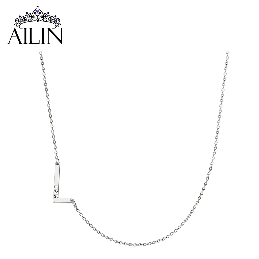 

AILIN Dropshipping Personalized Stainless Steel Sideways 1-2 Letters Layered Necklace with Names Jewelry Gift for Woman Birthday