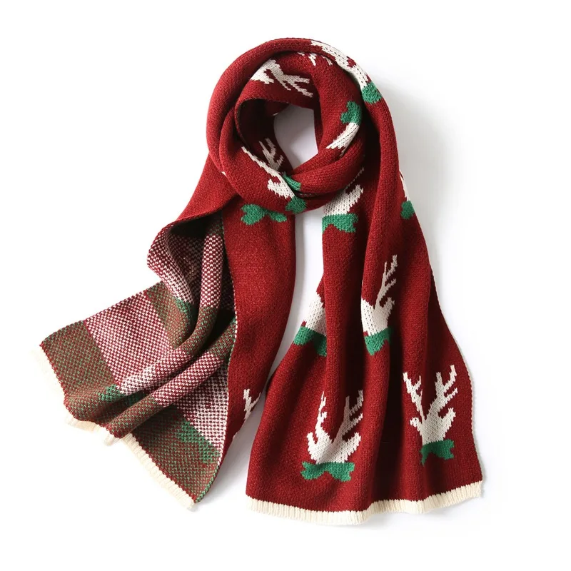 

Vintage Winter Christmas Knitted Soft Warm Shawl Couple Men and Women Soft Sister Student Christmas Hijab Shawls Gift Scarf