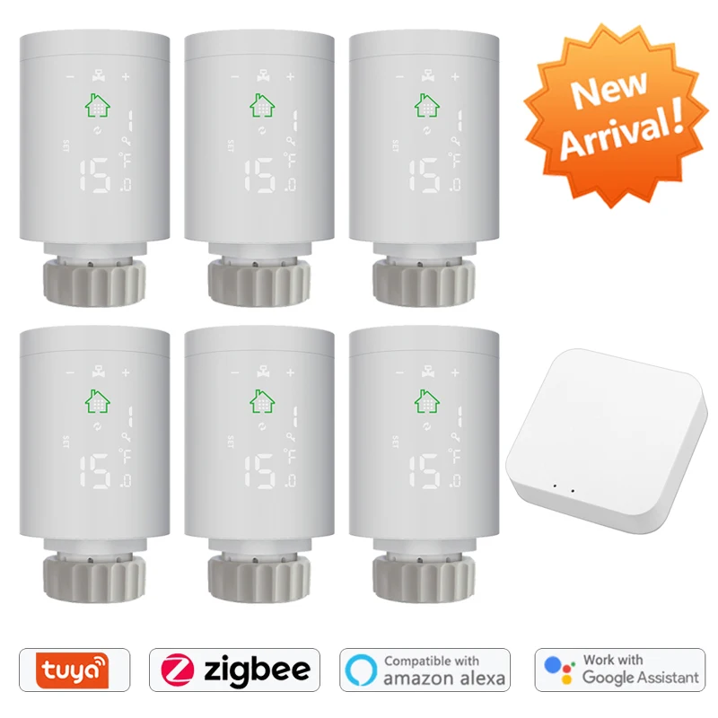 

Tuya ZigBee Smart Home Radiator Actuator Programmable Thermostatic Radiator Valve Temperature Controller Voice Control via Alexa