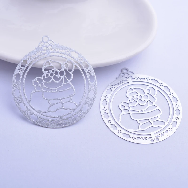 30 Stück AB2923 42*48mm Große Runde Weihnachtsmann-Anhänger DIY Ohrringe Schmuck – Detail 5