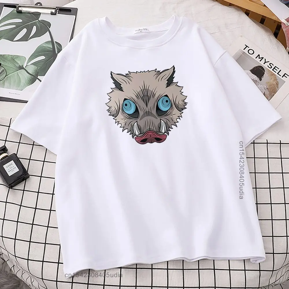 Japanese Anime Demon Slayer T Shirt Hashibira Inosuke Wild Boar Headgear Print T-Shirt Men Cool Hip Hop Tops Harajuku Streetwear