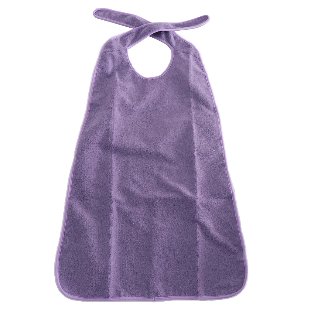 Large Terry Cloth Adult Elders Bibs Waterproof Mealtime Protector Disability Aid Apron 22\'\'x 35\'\'