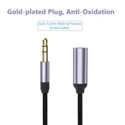 1m przedłużacz do słuchawek 3.5mm Jack męski na żeński przewód AUX M/F Audio Stereo przedłużacz słuchawki 3.5mm kabel z tkaniny