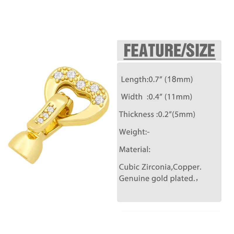 OCESRIO Mini Metal Heart Clasp Connectors for Jewelry Making Gold Plated Cubic Zirconia Fastener Craft Supplies cnta017