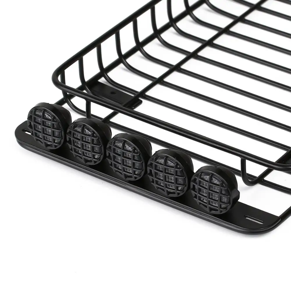 INJORA 232*145mm Metal Roof Rack with 5 LED Lights for 1/10 RC Crawler Car TRX-4 Axial SCX10 90046 SCX10 III AXI03007