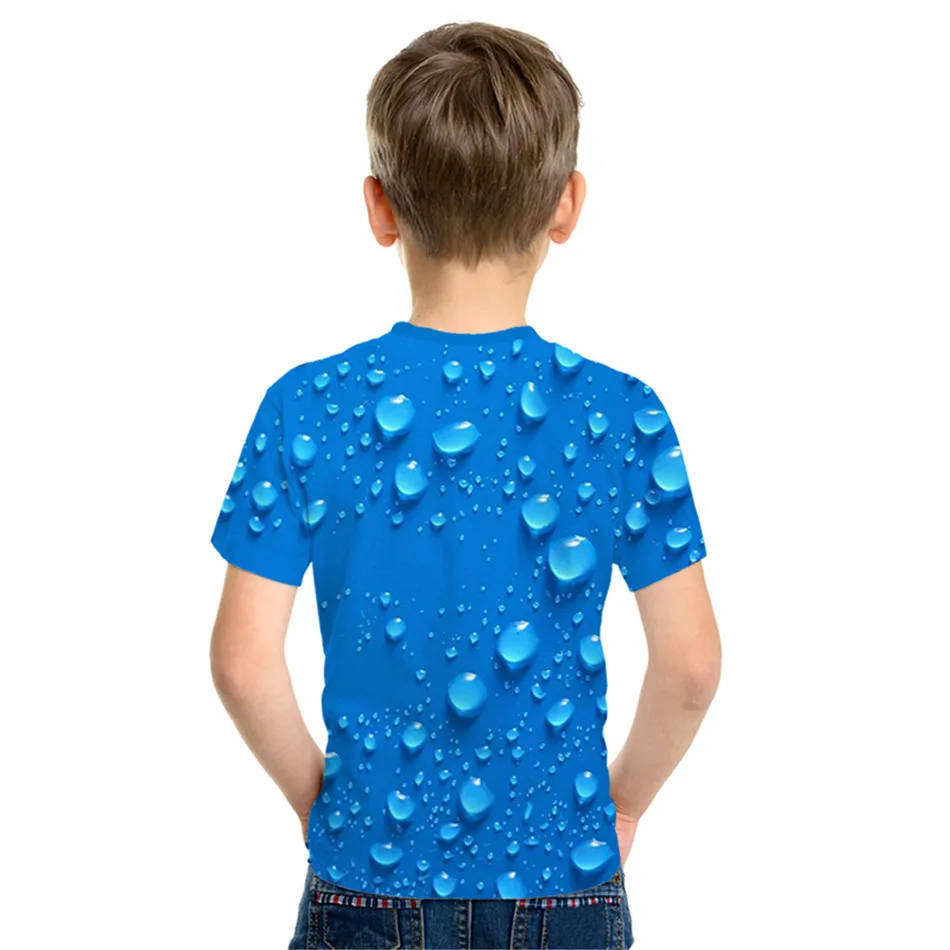 2020 Summer Children Fashion 3D T-shirt Boys Girls Colorful Drop Of Water Leaves Printing T shirt Kids Pullover Tshirts 4-13Y