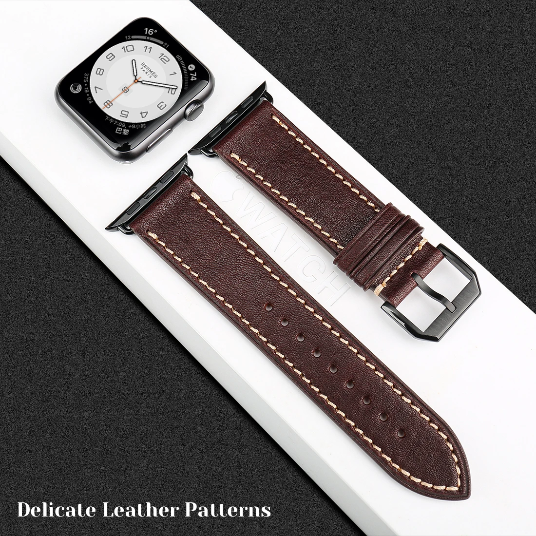 Retro Genuine Leather Watchband For Apple Watch Strap Hermes 49mm 45mm 41mm 44mm 42mm 40mm Series 8 7 SE 6 5 4 3 iWatch Band