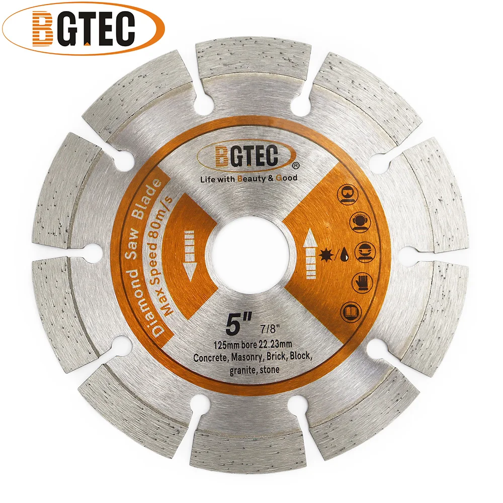 BGTEC 2 pezzi lame diamantate da 5 ''diamantate disco da taglio da 125mm per piastrelle in ceramica di pietra di materiale duro