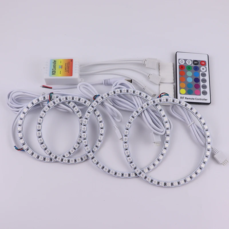 4PCS Multi-color RGB Changeable LED SMD Ring Angel Demon Eyes Day Light For BMW E46 325ci 330ci Convertible Coupe 2004-2006
