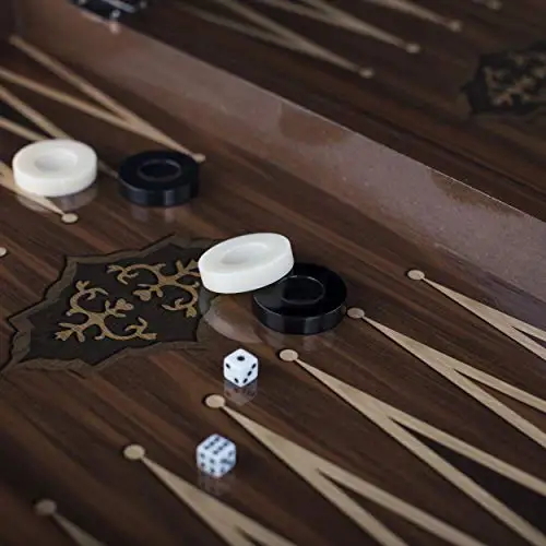 LaModaHome Star 27 ''Turkish Backgammon Set, Elite Vinyl Classical Design, Antique Walnut Wood, board Game Backgammon, Unscratchable,