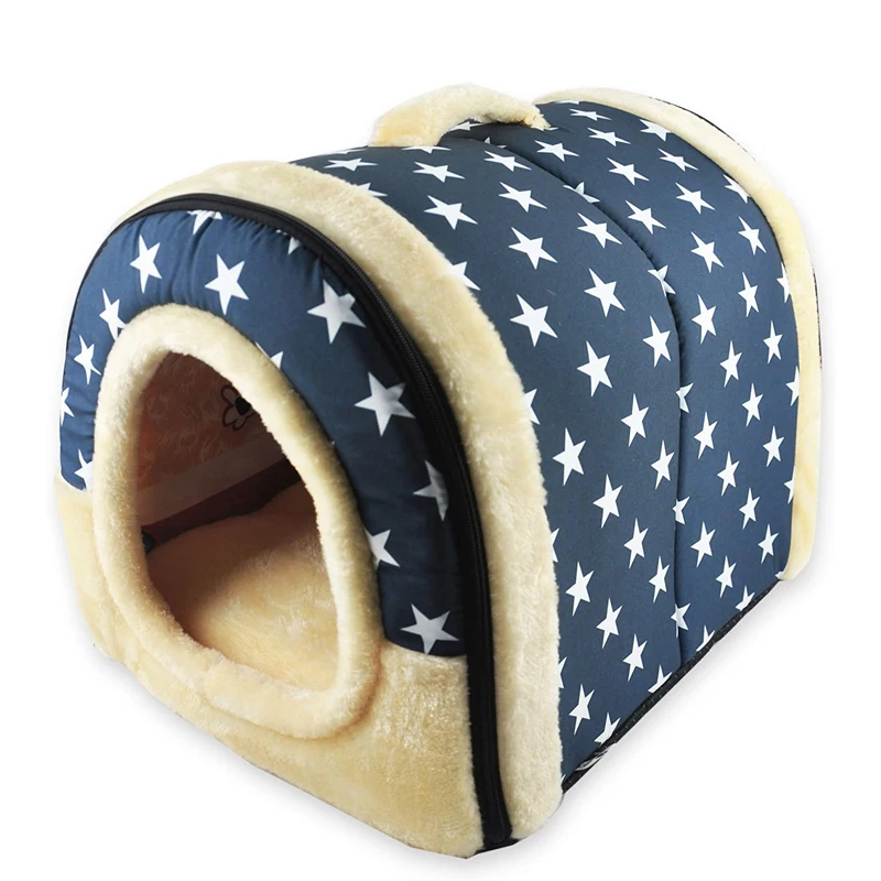 Indoor Dog House Soft Cozy Dog Cave Bed Foldable Removable Warm House Nest With Mat For Small Medium Cats Animals Kennel