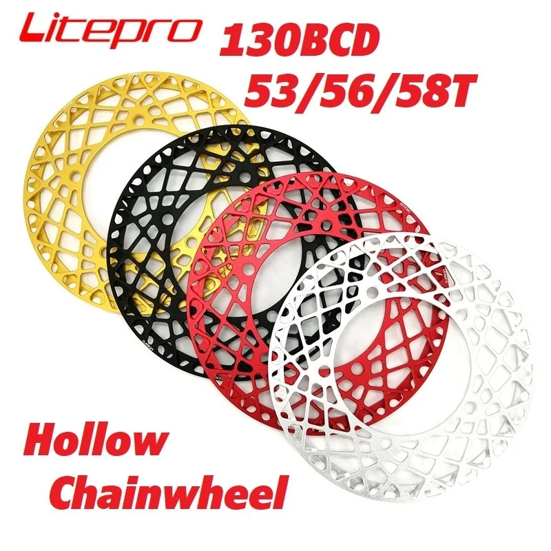 Litepro 130BCD Hollow Spider Chainwheel 53T 56T 58T Aluminum Alloy CNC Folding Bike Chainring Protective Cover Chain Wheel