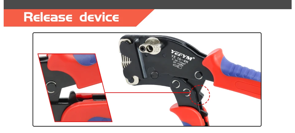 Aderendhülsen-Crimpzange YE 16-4H Rohrklemmen 0,08–16 mm2/30–5 AWG Mini-Zange, Einstellknopf zur Steuerung elektrischer Klemmen YEFYM – Detail 9